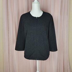 🔥SALE🔥 Chico's Texture Knit zip up Black Jacket Women Size 2 (L)